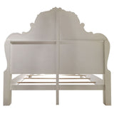 Dresden White  Wood Carved Headboard Queen Bed - Ornate Home