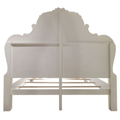 Dresden White  Wood Carved Headboard Queen Bed - Ornate Home
