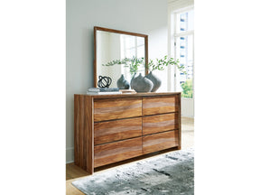 Dressoni 65" Brown 6 Drawer Dresser Dresser and Mirror - Ornate Home