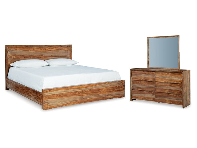 Dressonni Brown Queen Panel Bed & Dresser & Mirror (Online Special Price) - Ornate Home