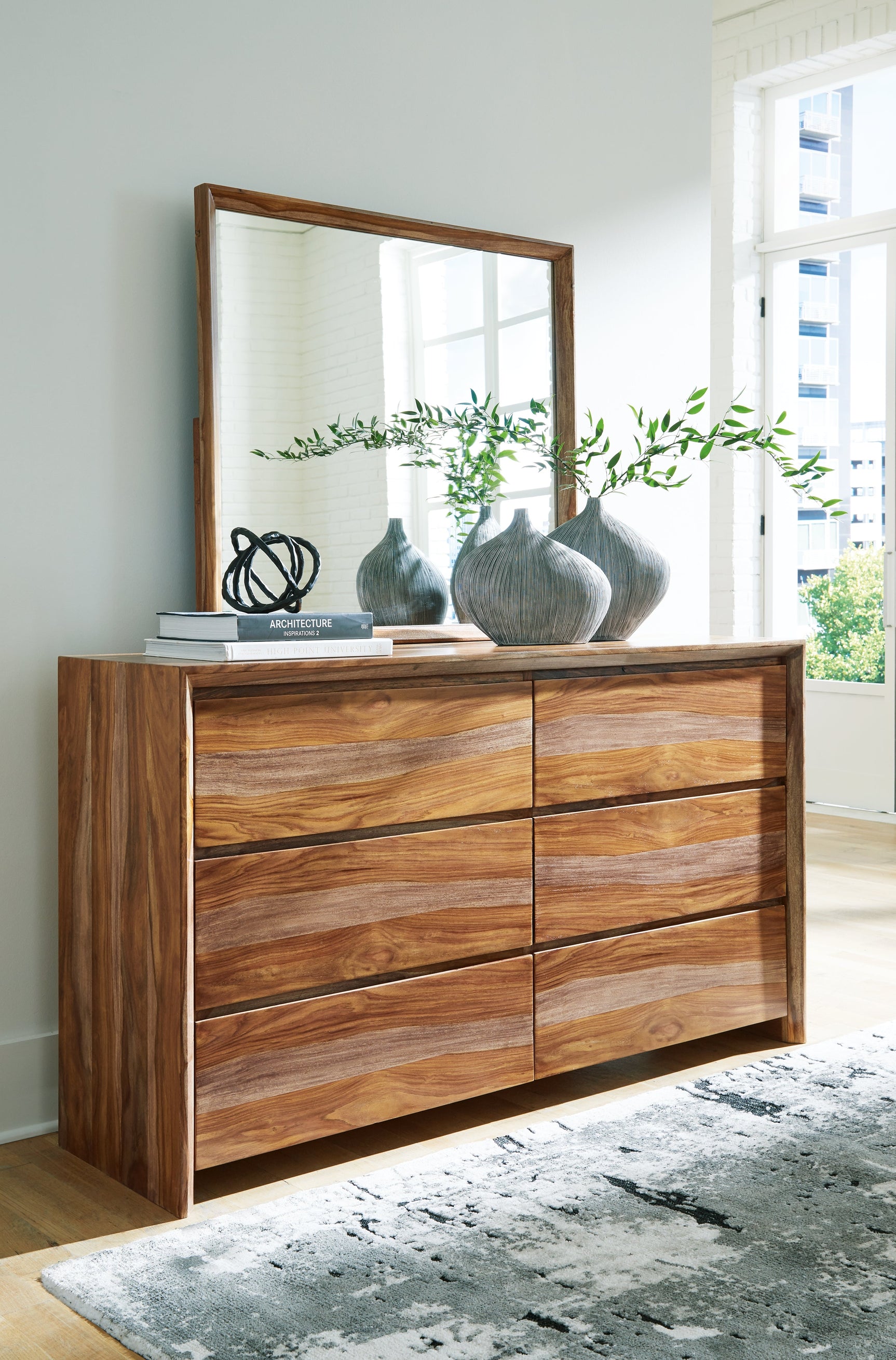 Dressonni Brown Queen Panel Bed & Dresser & Mirror (Online Special Price) - Ornate Home