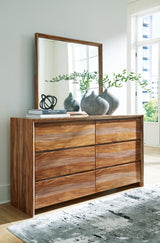 Dressonni Brown Queen Panel Bed, Dresser, Mirror and Nightstand (Online Special Price) - Ornate Home