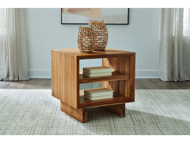 Dressonni Brown Square End Table (Online Special Price) - Ornate Home