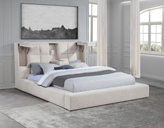 Dreux Cream Upholstered Eastern King Panel Platform Bed - Ornate Home