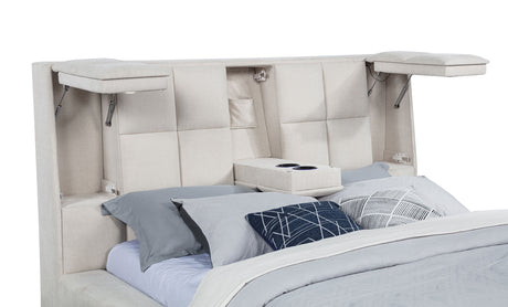 Dreux Cream Upholstered Eastern King Panel Platform Bed - Ornate Home