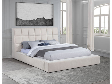 Dreux Cream Upholstered Queen Panel Platform Bed - Ornate Home