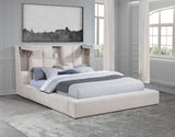 Dreux Cream Upholstered Queen Panel Platform Bed - Ornate Home