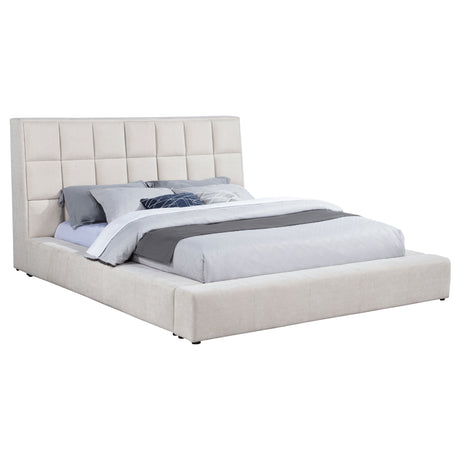Dreux Cream Upholstered Queen Panel Platform Bed - Ornate Home