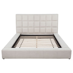 Dreux Cream Upholstered Queen Panel Platform Bed - Ornate Home
