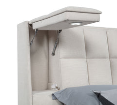Dreux Cream Upholstered Queen Panel Platform Bed - Ornate Home