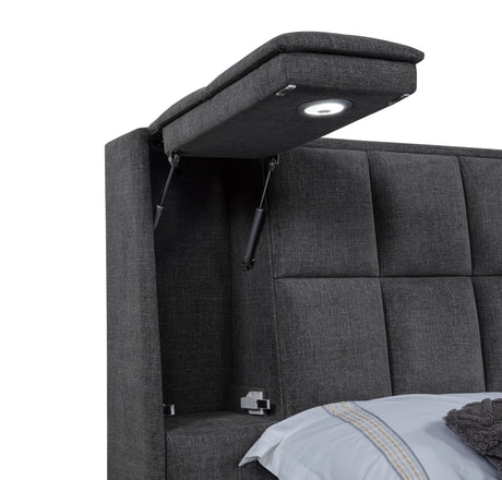 Dreux Grey Upholstered California King Panel Platform Bed - Ornate Home