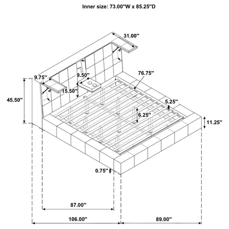 Dreux Grey Upholstered California King Panel Platform Bed - Ornate Home