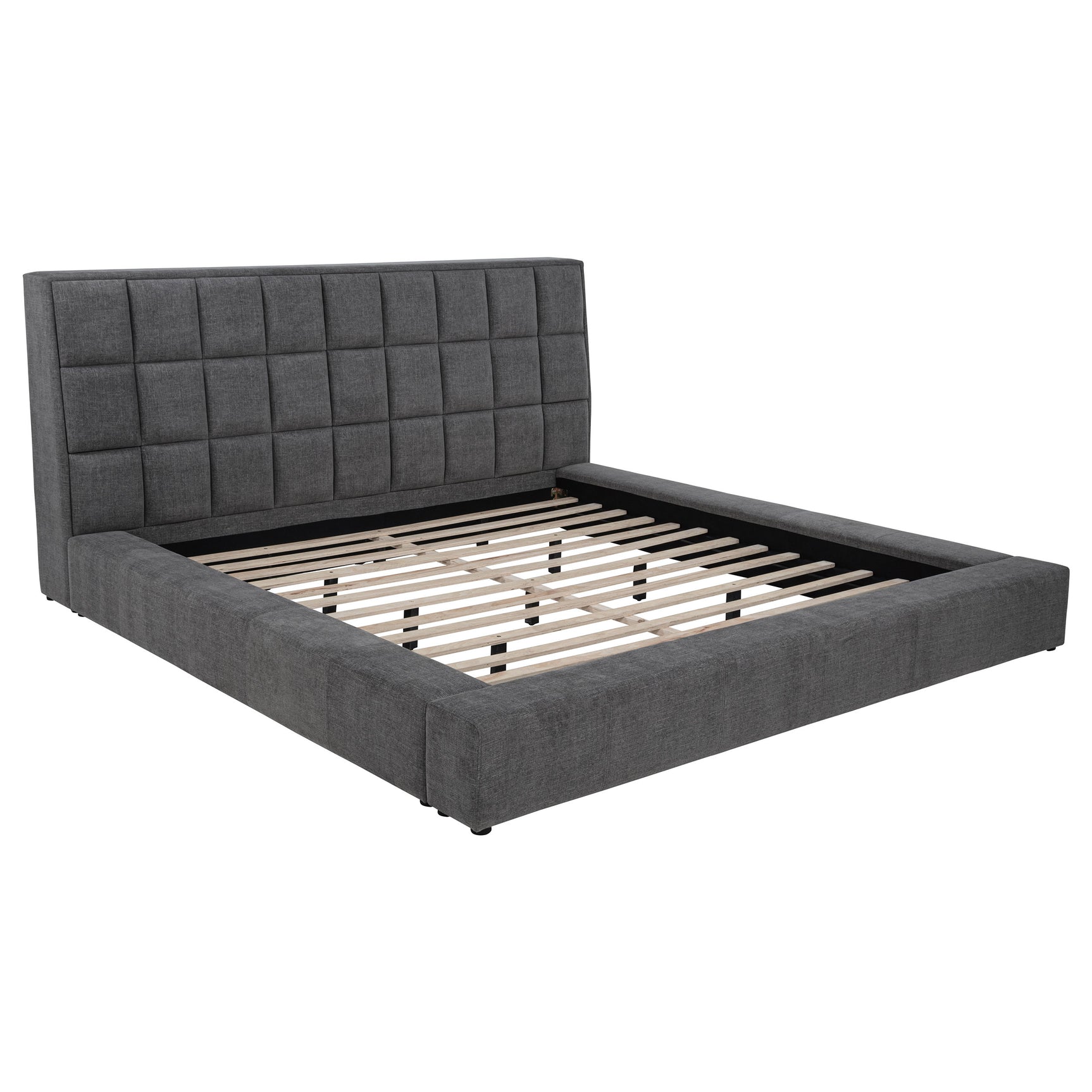 Dreux Grey Upholstered Eastern King Panel Platform Bed - Ornate Home