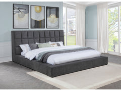 Dreux Grey Upholstered Eastern King Panel Platform Bed - Ornate Home