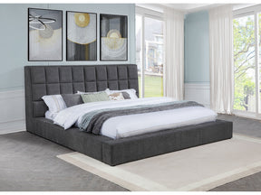 Dreux Grey Upholstered Eastern King Panel Platform Bed - Ornate Home