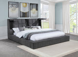 Dreux Grey Upholstered Eastern King Panel Platform Bed - Ornate Home