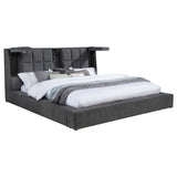 Dreux Grey Upholstered Eastern King Panel Platform Bed - Ornate Home