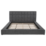 Dreux Grey Upholstered Eastern King Panel Platform Bed - Ornate Home