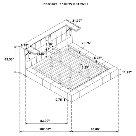 Dreux Grey Upholstered Eastern King Panel Platform Bed - Ornate Home