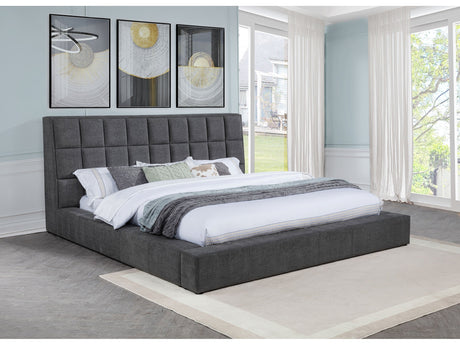 Dreux Grey Upholstered Queen Panel Platform Bed - Ornate Home