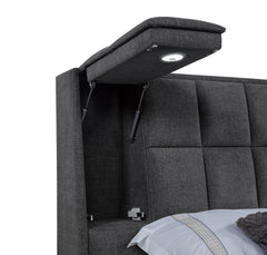 Dreux Grey Upholstered Queen Panel Platform Bed - Ornate Home