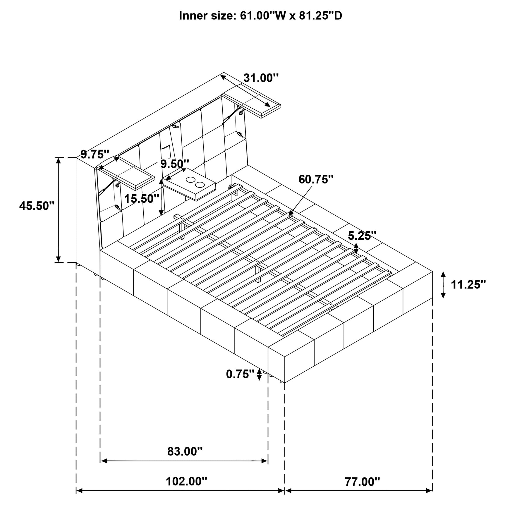 Dreux Grey Upholstered Queen Panel Platform Bed - Ornate Home