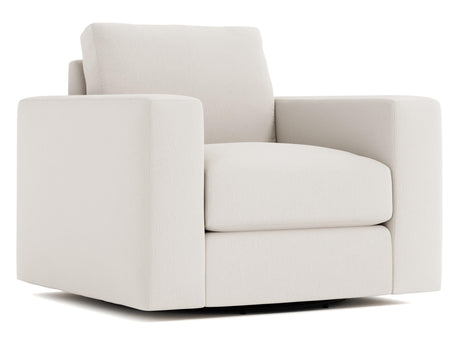 Drew White/Cream Fabric Swivel Chair - Ornate Home