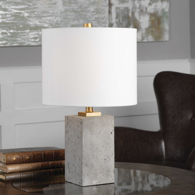 Drexel Gold/Gray Concrete Block Lamp - Ornate Home
