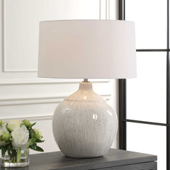 Dribble White Glaze Table Lamp - Ornate Home