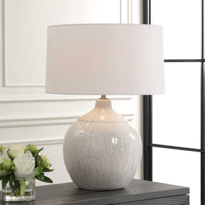Dribble White Glaze Table Lamp - Ornate Home