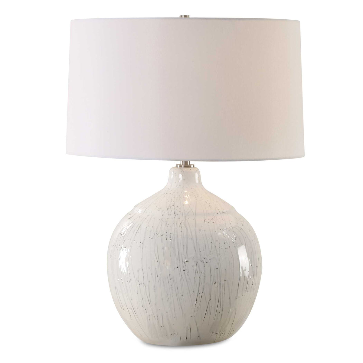 Dribble White Glaze Table Lamp - Ornate Home