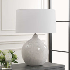 Dribble White Glaze Table Lamp - Ornate Home