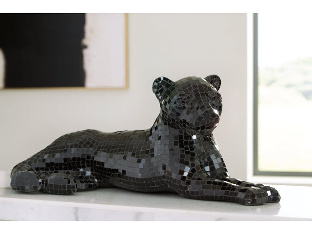 Drice Black Glass Panther Sculpture (Online Special Price) - Ornate Home
