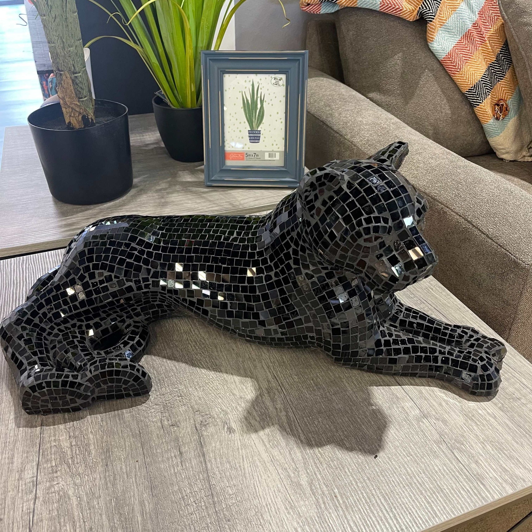 Drice Black Glass Panther Sculpture (Online Special Price) - Ornate Home