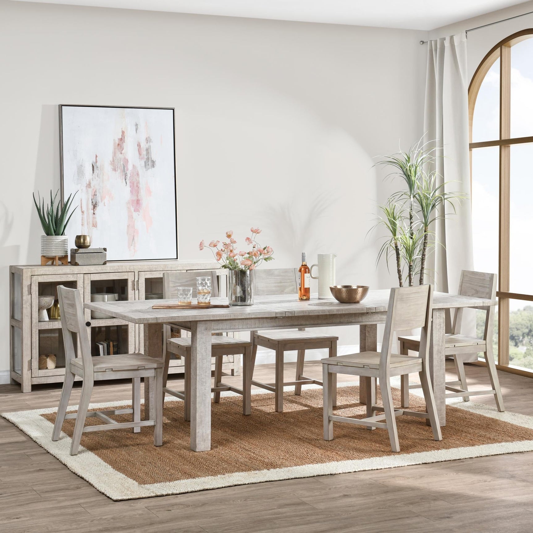 Driftwood Antique Ivory Extendable Dining Table - Ornate Home