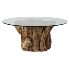 Driftwood Brown Glass Top Large Coffee Table - Ornate Home