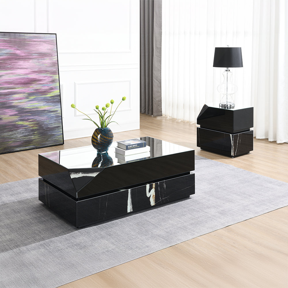 Drisana Black Mirrored Coffee Table - Ornate Home