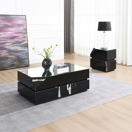 Drisana Black Mirrored Coffee Table - Ornate Home
