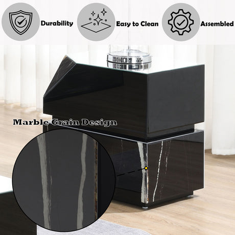 Drisana Black Mirrored End Table - Ornate Home