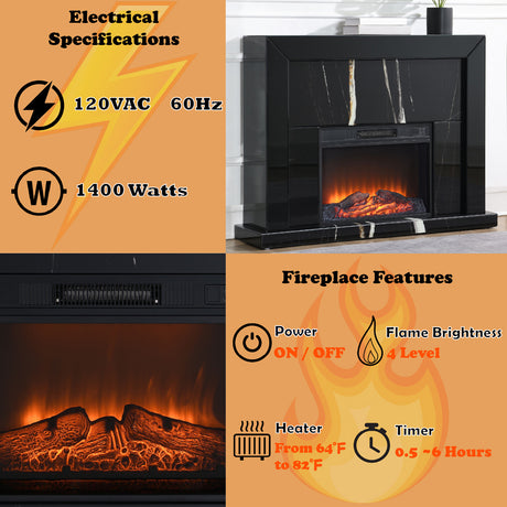 Drisana Black Mirrored Fireplace - Ornate Home