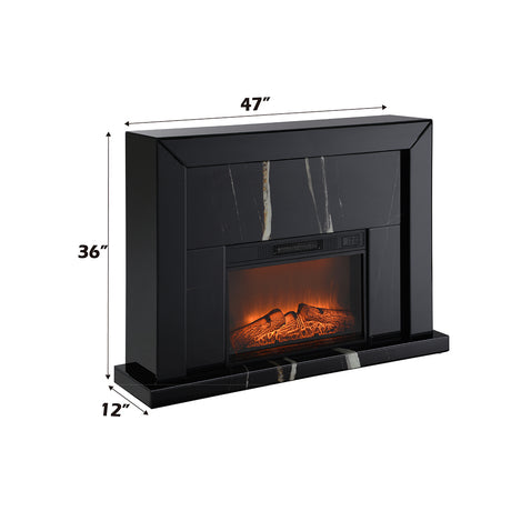 Drisana Black Mirrored Fireplace - Ornate Home