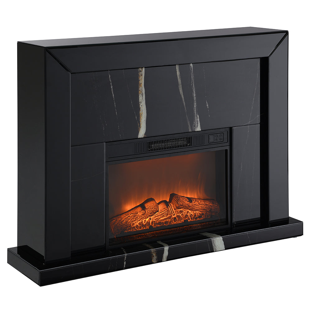 Drisana Black Mirrored Fireplace - Ornate Home