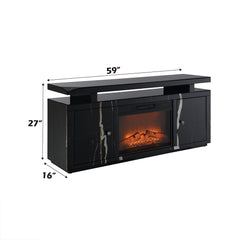 Drisana Black Mirrored Tv Stand W/Fireplace - Ornate Home
