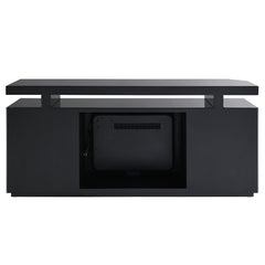 Drisana Black Mirrored Tv Stand W/Fireplace - Ornate Home