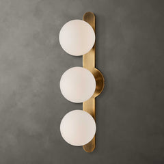 Droplet Brass/White Mid-Century 3 Light Sconce - Ornate Home