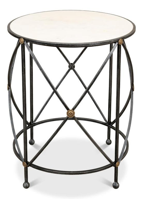 Drum & Fife Grey Lamp Table Marble - Ornate Home