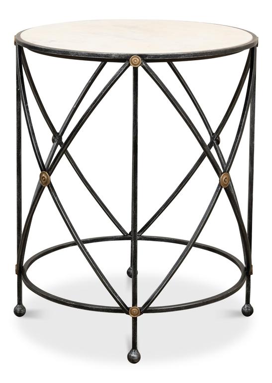 Drum & Fife Grey Lamp Table Marble - Ornate Home