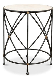 Drum & Fife Grey Lamp Table Marble - Ornate Home