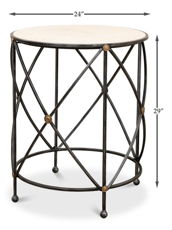 Drum & Fife Grey Lamp Table Marble - Ornate Home