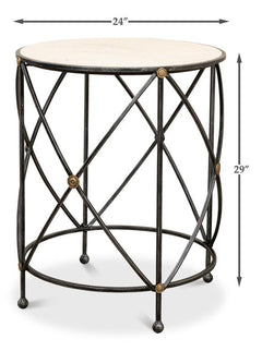 Drum & Fife Grey Lamp Table Marble - Ornate Home